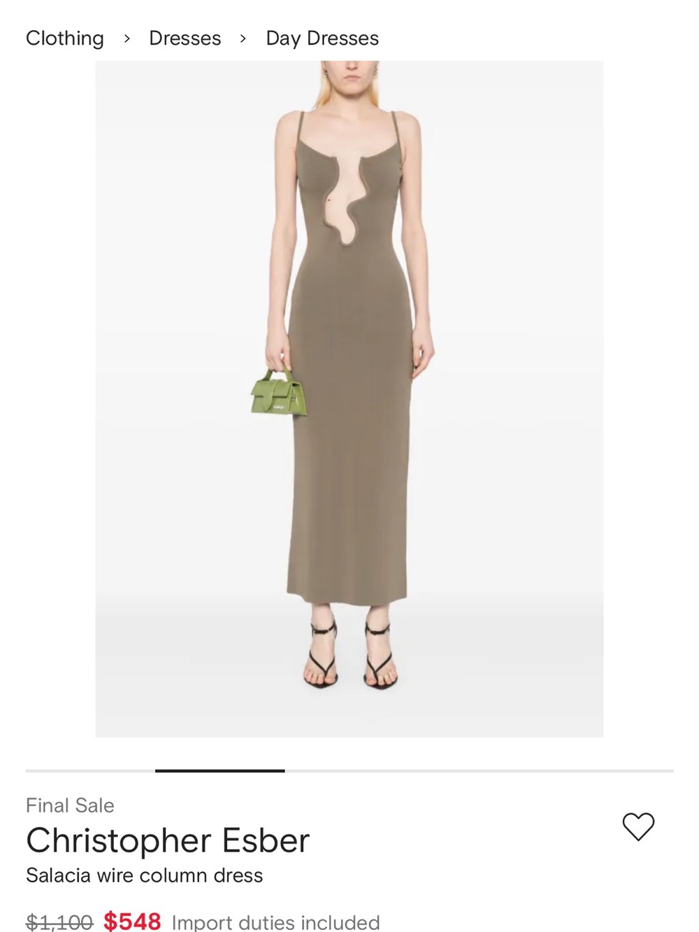 Christopher Esber Olive Sculptural Cutout Column Dress - Picture 4 of 5